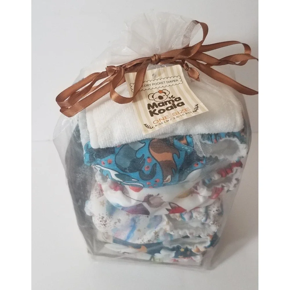 5-Mama Koala Stay Dry Pocket Diapers ONE SIZE Unisex Baby NEW